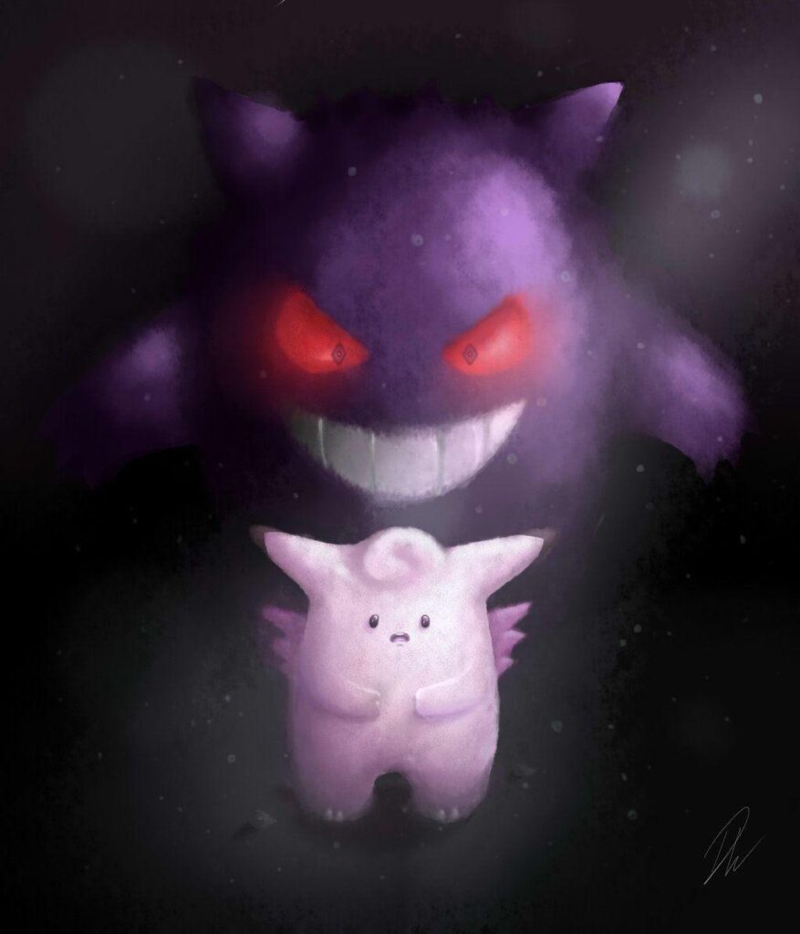 Clefable and Gengar by SolarCookie