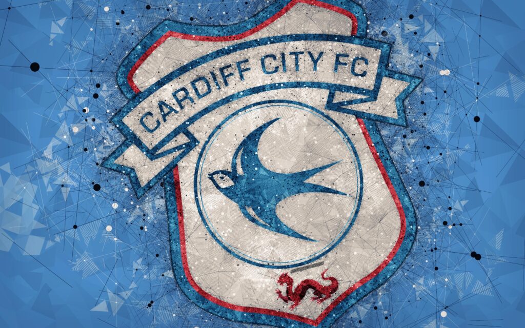 Download wallpapers Cardiff City FC, k, geometric art, logo, blue