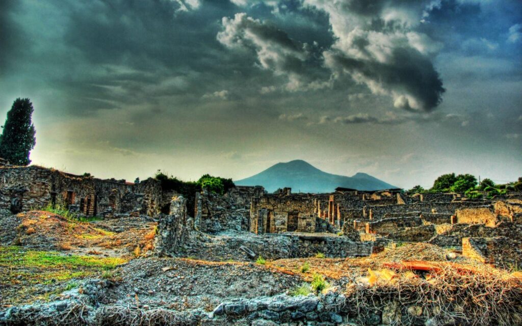 The Ruins of Pompeii and Mount Vesuvius widescreen wallpapers