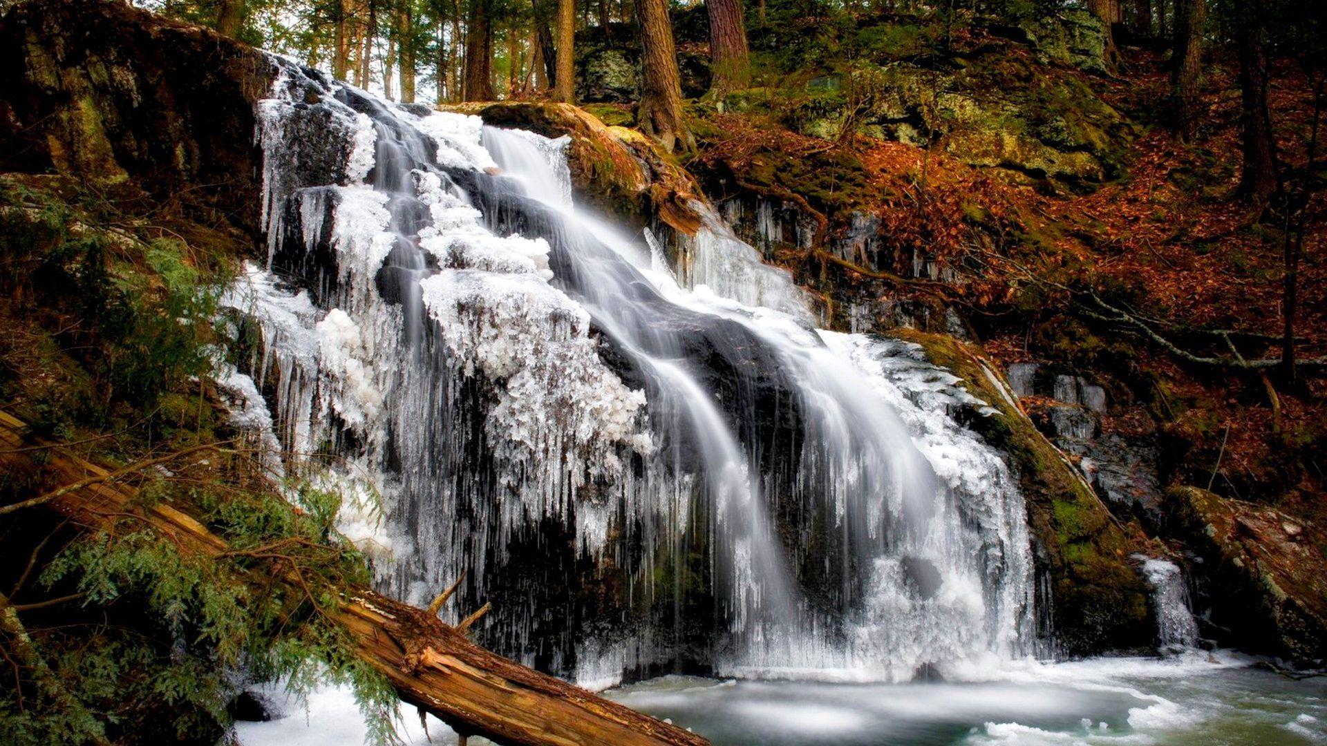 Waterfalls Ice Falls Connecticut Forest Beautiful Nonnewaug
