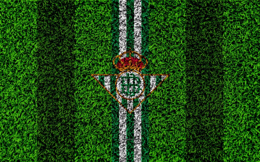 Download wallpapers Real Betis FC, k, logo, football lawn, Spanish
