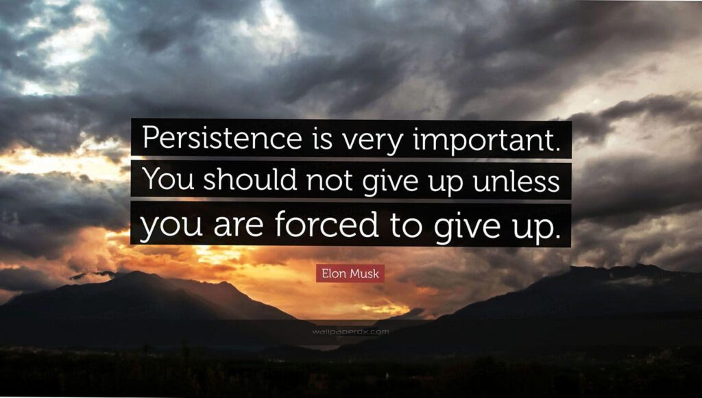 Elon musk quote persistence is very important you should not