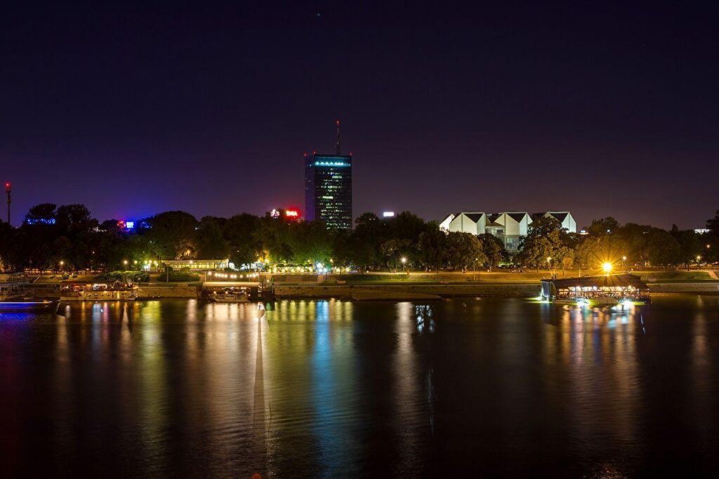 Wallpaper Serbia Belgrade Coast Rivers night time Cities