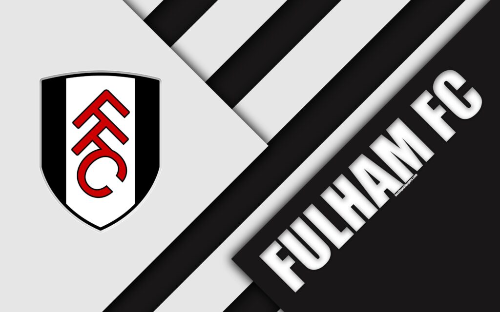 Download wallpapers Fulham FC, London, logo, k, white black