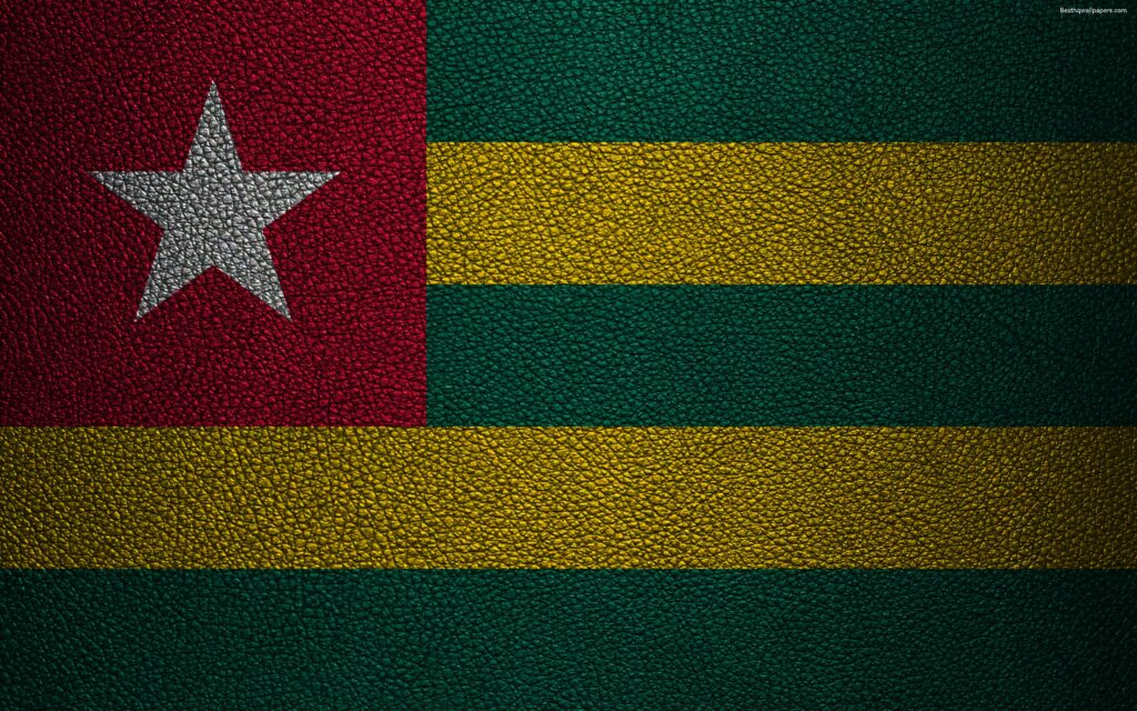 Download wallpapers Flag of Togo, Africa, k, leather texture, flags