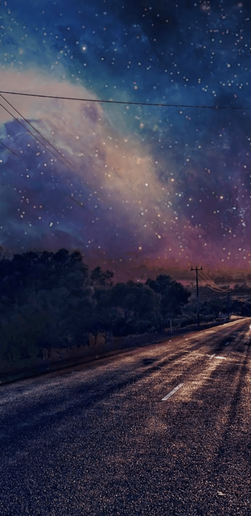 Download Long Road, Sky, Stars, Night Wallpapers for