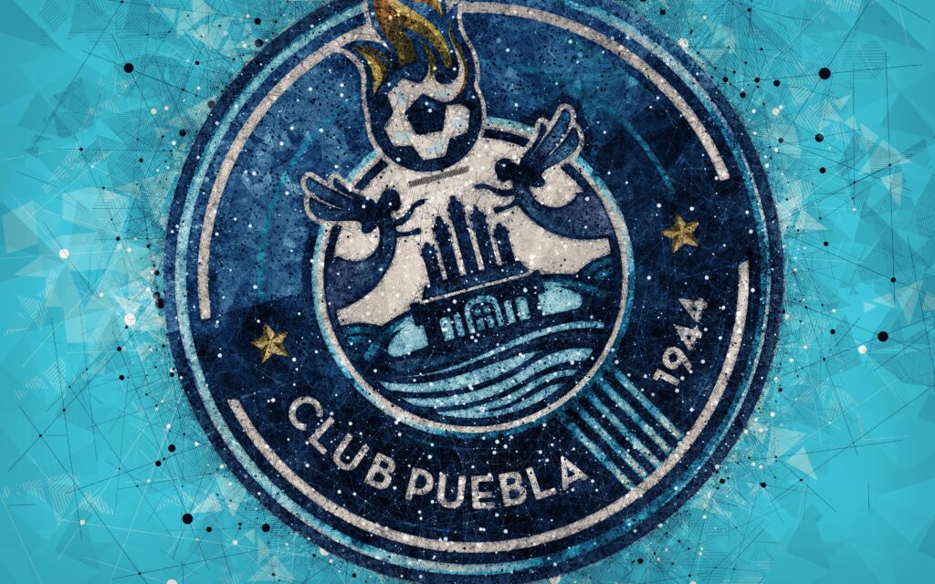 Download wallpapers Puebla FC, k, geometric art, logo, Mexican