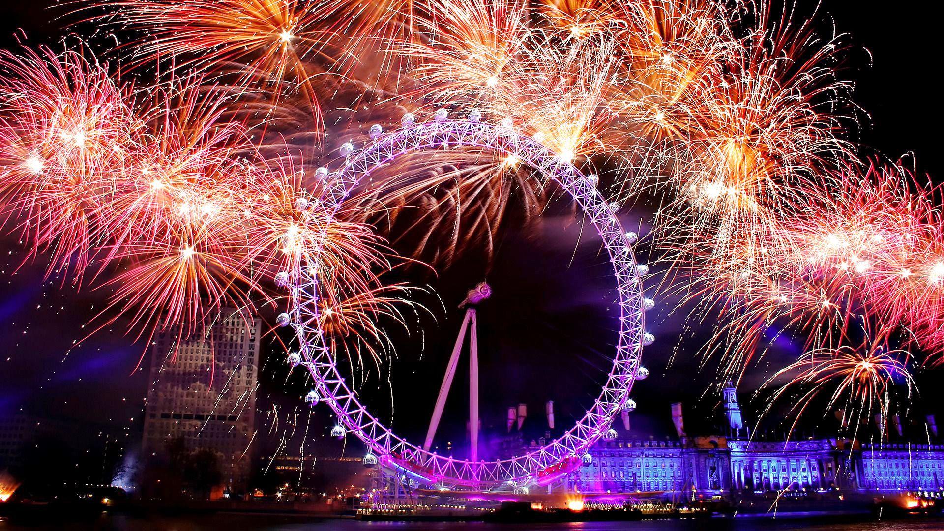 Cheerful London Eye New Year’s Eve Wallpapers in 2K for Free
