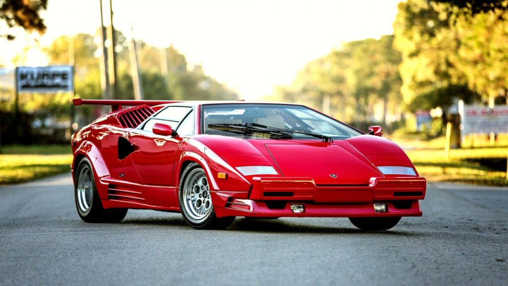 HD Backgrounds Lamborghini Countach Bertone Red Front View