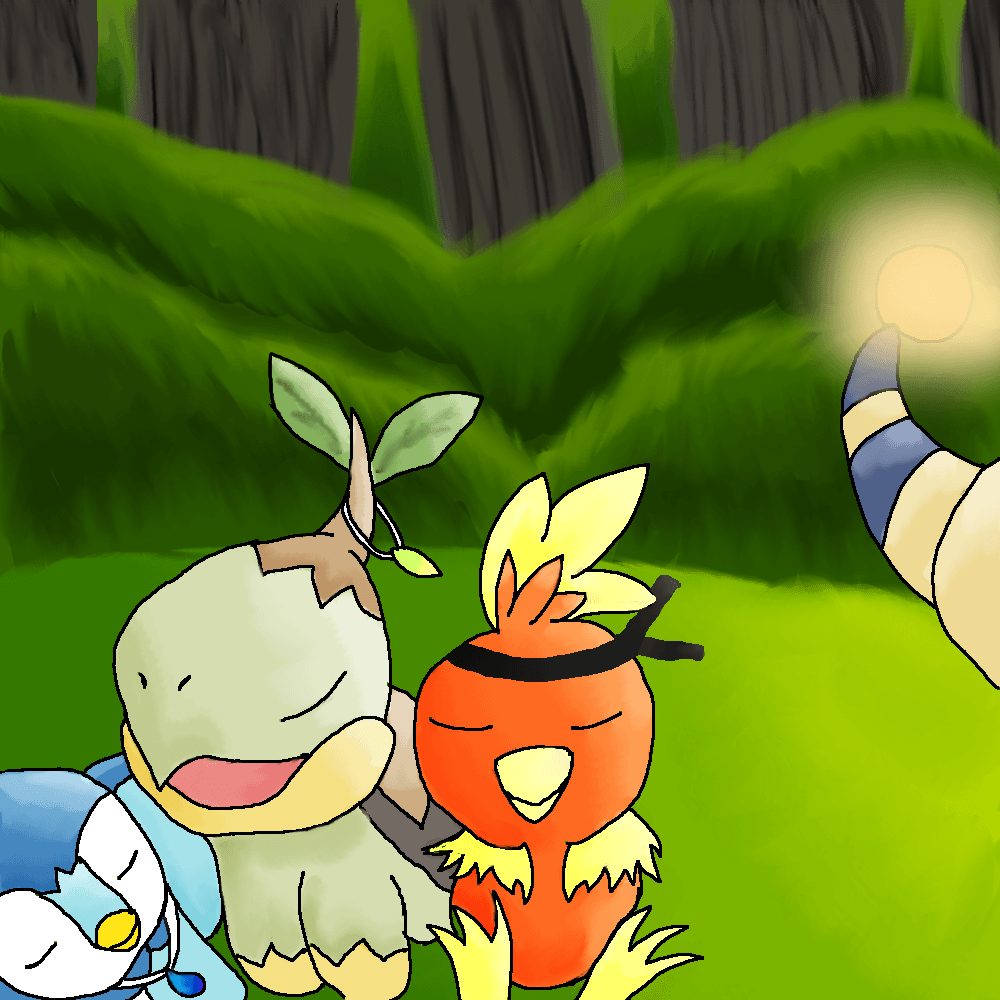 Torchic, Turtwig and Piplup by Derial