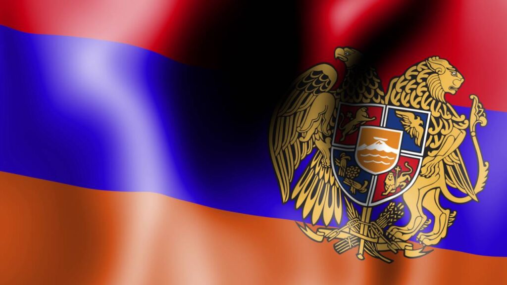 Group of Waving Armenian Flag