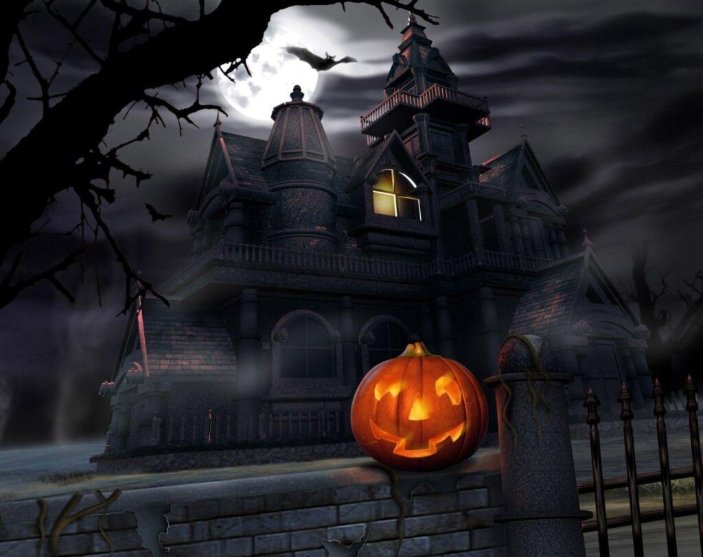 Halloween Scary House, Halloween Wallpaper, 2K phone wallpapers