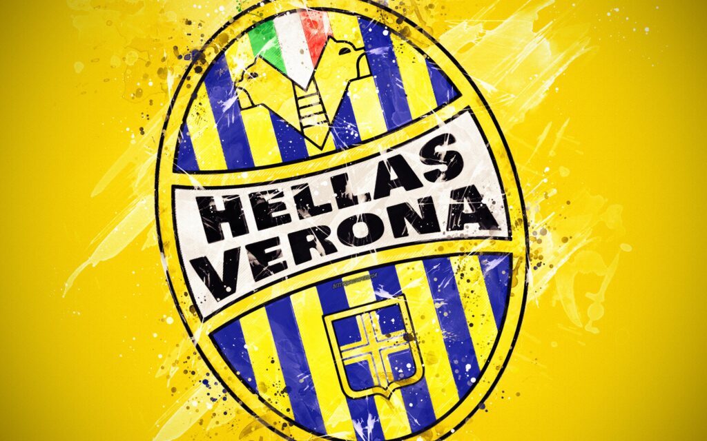 Download wallpapers Hellas Verona FC, k, paint art, creative, logo