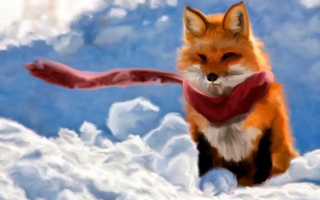 Red fox paint Wallpapers