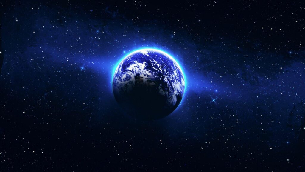 Circle of blue light around the Earth Wallpapers