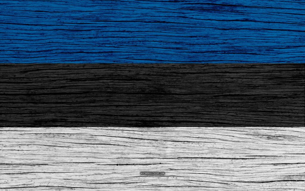 Download wallpapers Flag of Estonia, k, Europe, wooden texture