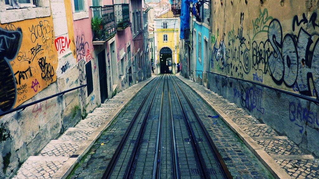 Narrow street in Lisbon wallpapers and Wallpaper