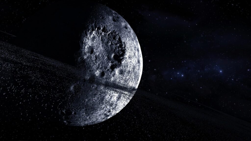 Outer space stars moon crater digital art wallpapers