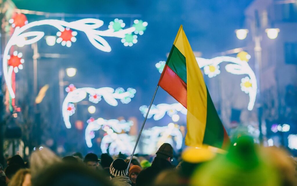 Wallpapers Celebration, Kaunas, Lithuania, flag, people HD