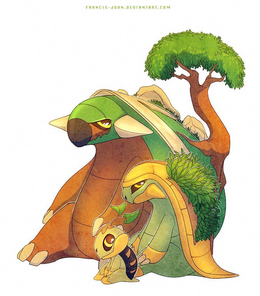 Turtwig Grotle and Torterra by francis