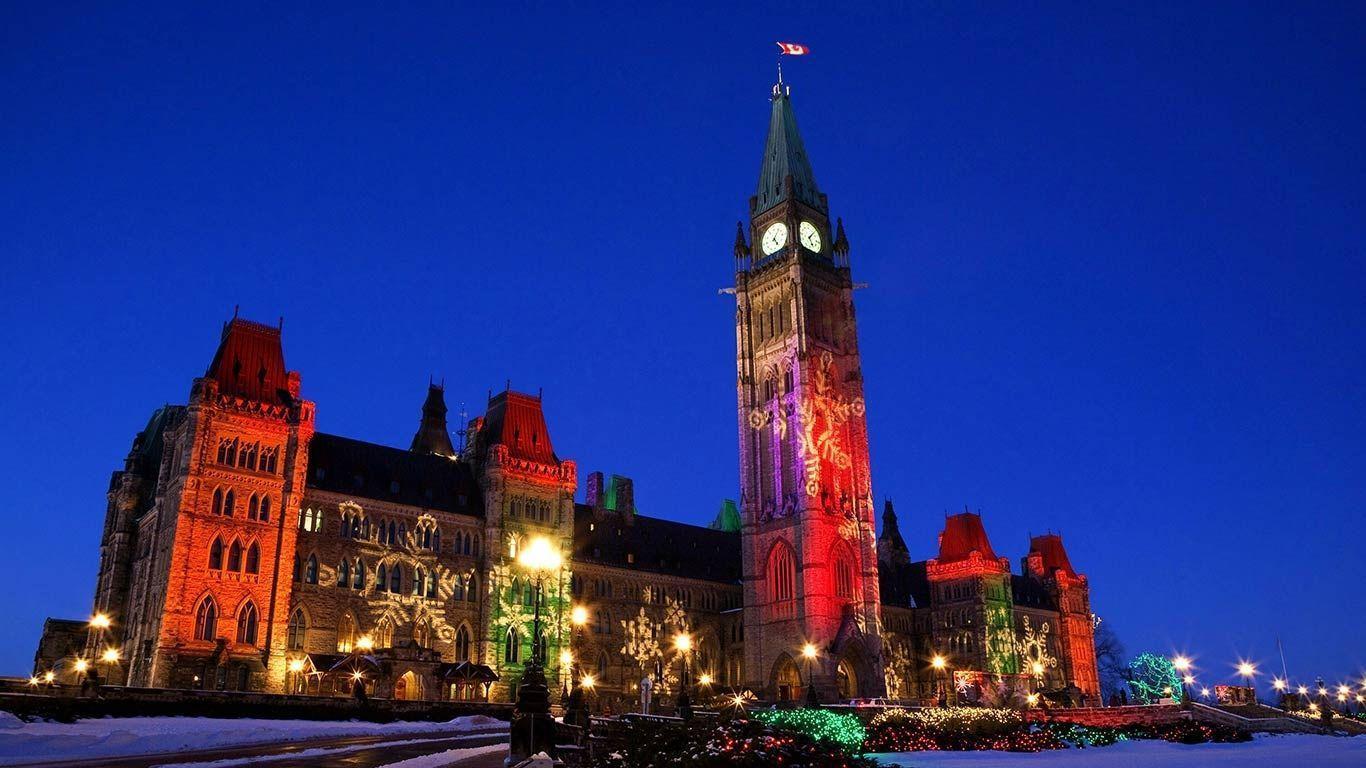 Christmas Lights on the Parliament Buildings, Peace Tower