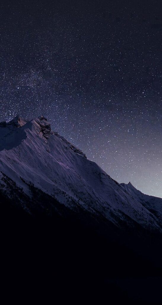 Mountain Night Snow Dark Star iPhone s wallpapers