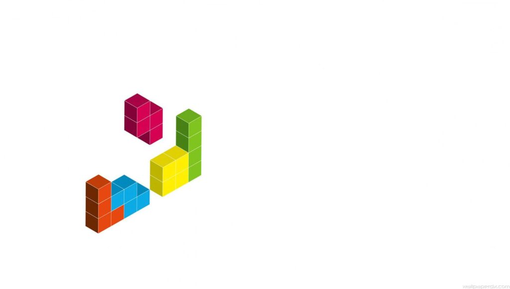 Tetris cubes d white 2K wallpapers