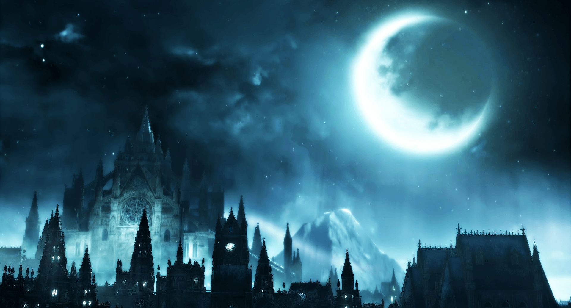 Download Dark Souls , Moon, Castle, Dark Theme, Stars